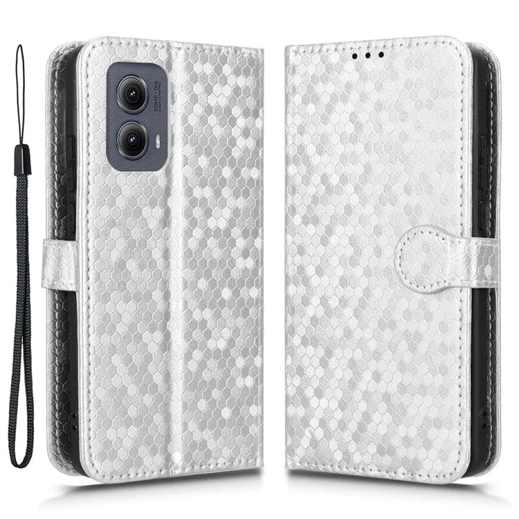 For Motorola Edge (2024) 5G Wallet Case Dot Pattern Imprint PU Leather Phone Cover