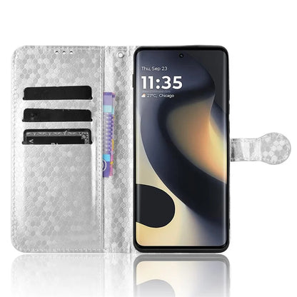 For Motorola Edge (2024) 5G Wallet Case Dot Pattern Imprint PU Leather Phone Cover