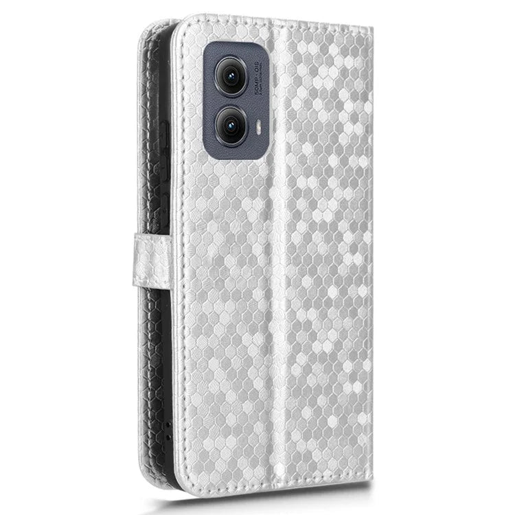 For Motorola Edge (2024) 5G Wallet Case Dot Pattern Imprint PU Leather Phone Cover