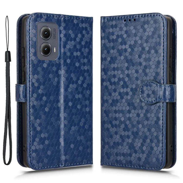 For Motorola Edge (2024) 5G Wallet Case Dot Pattern Imprint PU Leather Phone Cover