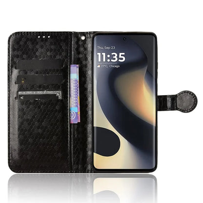 For Motorola Edge (2024) 5G Wallet Case Dot Pattern Imprint PU Leather Phone Cover