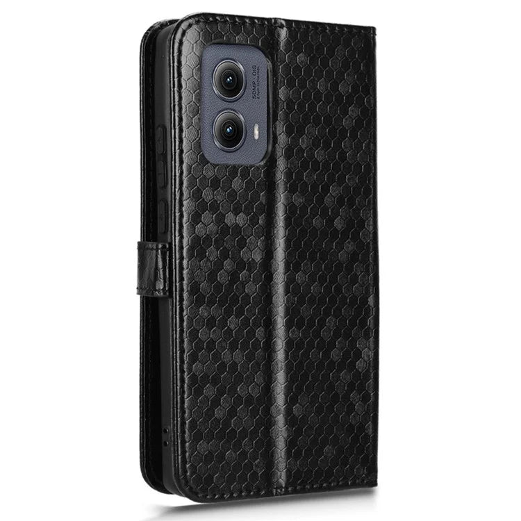 For Motorola Edge (2024) 5G Wallet Case Dot Pattern Imprint PU Leather Phone Cover