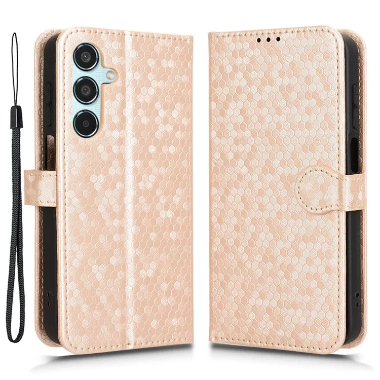 For Samsung Galaxy M35 5G Wallet Case Dot Pattern Imprint PU Leather Phone Cover