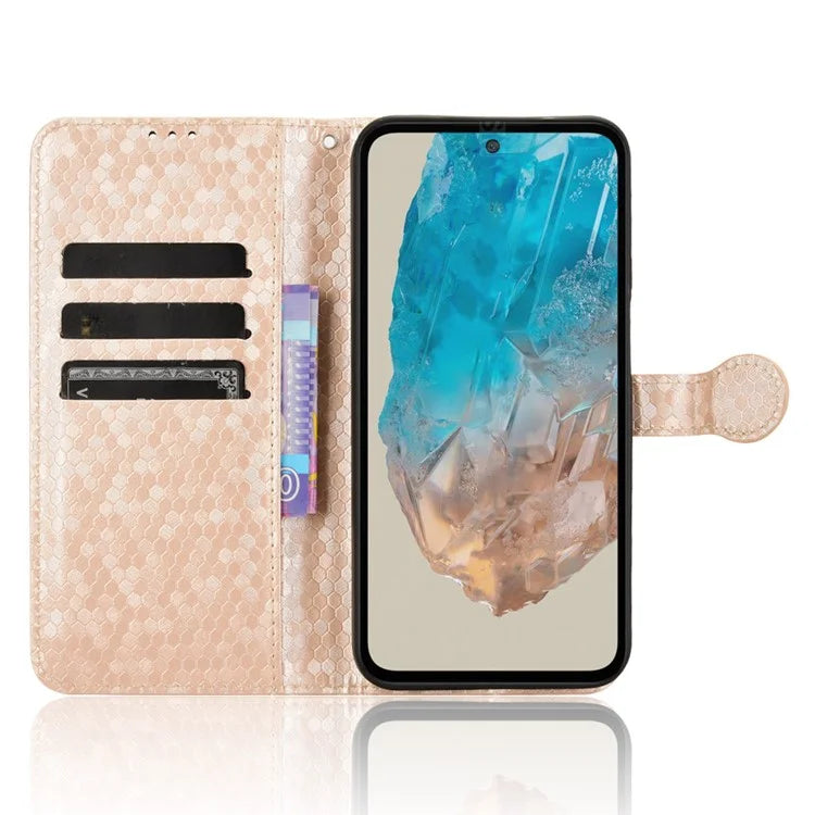 For Samsung Galaxy M35 5G Wallet Case Dot Pattern Imprint PU Leather Phone Cover