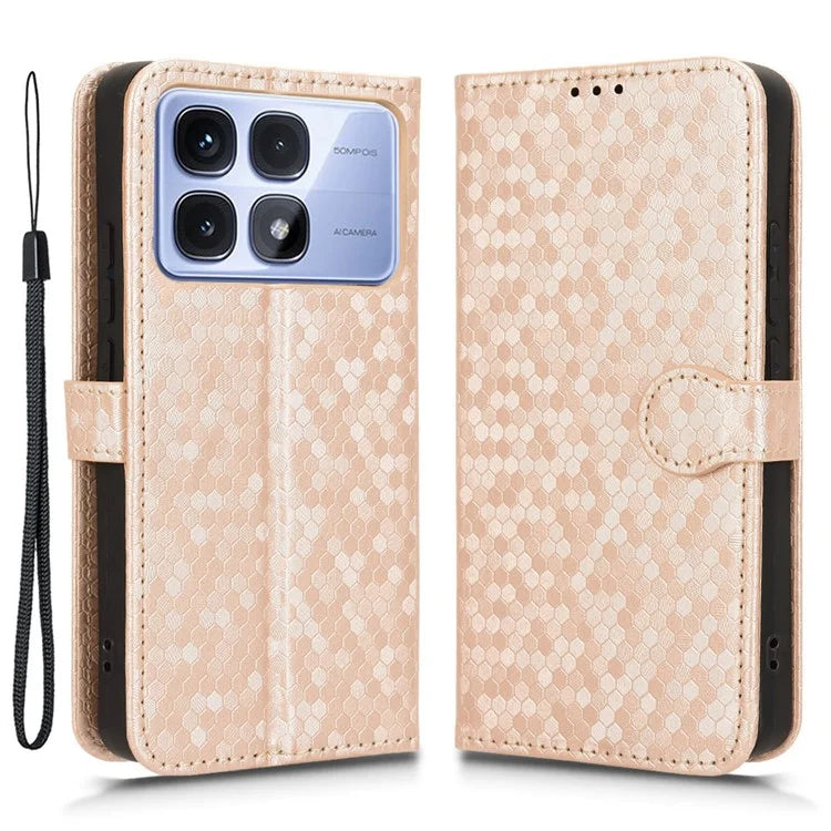 For Xiaomi Redmi K70 Ultra Wallet Case Dot Pattern Imprint PU Leather Phone Cover