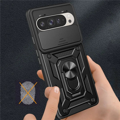 For Google Pixel 9 Pro  /  Pixel 9 Case with Slide Camera Lid PC+TPU Kickstand Phone Cover