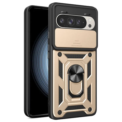 For Google Pixel 9 Pro  /  Pixel 9 Case with Slide Camera Lid PC+TPU Kickstand Phone Cover