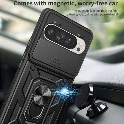 For Google Pixel 9 Pro  /  Pixel 9 Case with Slide Camera Lid PC+TPU Kickstand Phone Cover