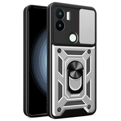 For Xiaomi Redmi A1+ 4G Case with Slide Camera Lid PC+TPU Kickstand Phone Cover