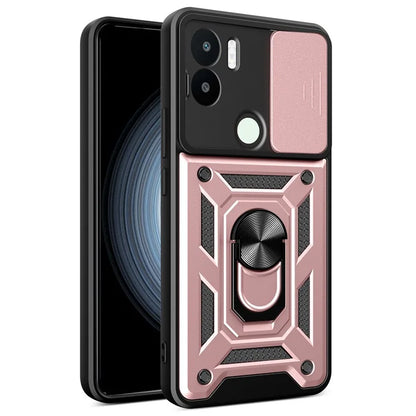 For Xiaomi Redmi A1+ 4G Case with Slide Camera Lid PC+TPU Kickstand Phone Cover