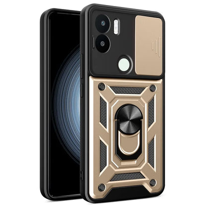 For Xiaomi Redmi A1+ 4G Case with Slide Camera Lid PC+TPU Kickstand Phone Cover