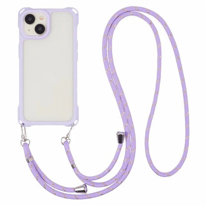 For iPhone 15 Case PC+TPU Shockproof Phone Back Cover with Adjustable Strap