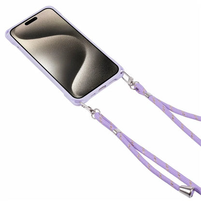 For iPhone 15 Case PC+TPU Shockproof Phone Back Cover with Adjustable Strap