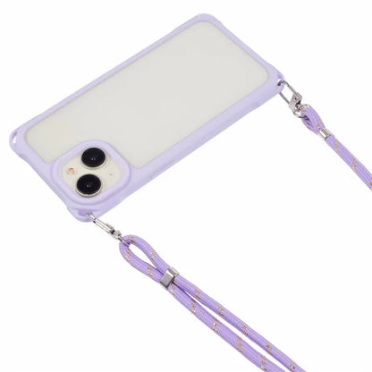 For iPhone 15 Case PC+TPU Shockproof Phone Back Cover with Adjustable Strap