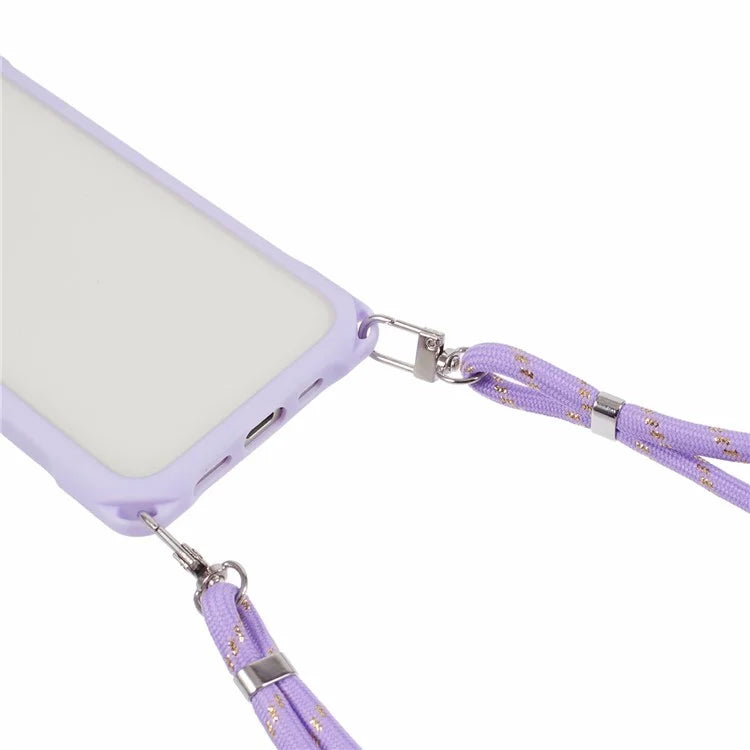 For iPhone 15 Case PC+TPU Shockproof Phone Back Cover with Adjustable Strap