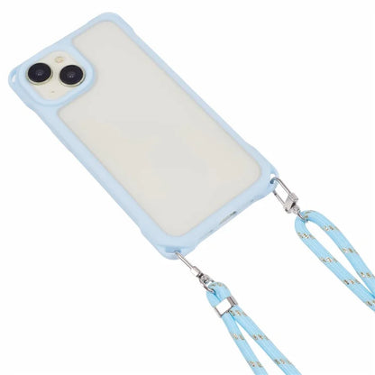 For iPhone 15 Case PC+TPU Shockproof Phone Back Cover with Adjustable Strap