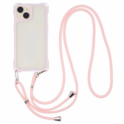 For iPhone 15 Case PC+TPU Shockproof Phone Back Cover with Adjustable Strap