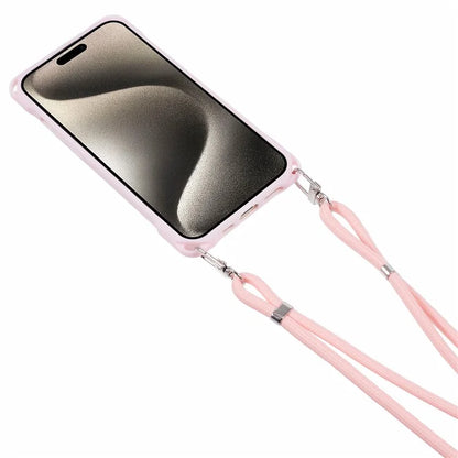 For iPhone 15 Case PC+TPU Shockproof Phone Back Cover with Adjustable Strap