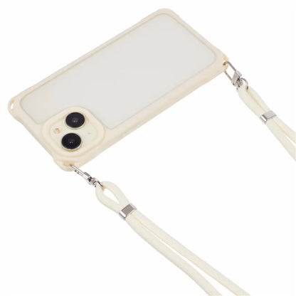 For iPhone 15 Case PC+TPU Shockproof Phone Back Cover with Adjustable Strap