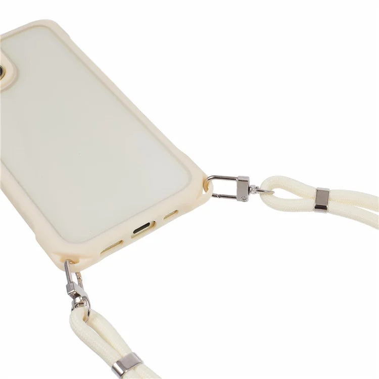 For iPhone 15 Case PC+TPU Shockproof Phone Back Cover with Adjustable Strap