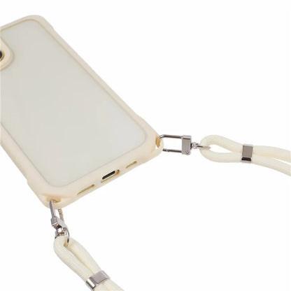 For iPhone 15 Case PC+TPU Shockproof Phone Back Cover with Adjustable Strap