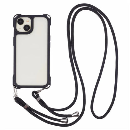 For iPhone 15 Case PC+TPU Shockproof Phone Back Cover with Adjustable Strap