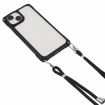 For iPhone 15 Case PC+TPU Shockproof Phone Back Cover with Adjustable Strap