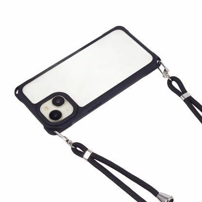 For iPhone 15 Case PC+TPU Shockproof Phone Back Cover with Adjustable Strap