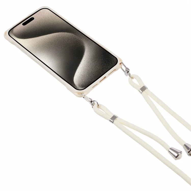 For iPhone 15 Pro Max Case PC+TPU Shockproof Phone Back Cover with Adjustable Strap
