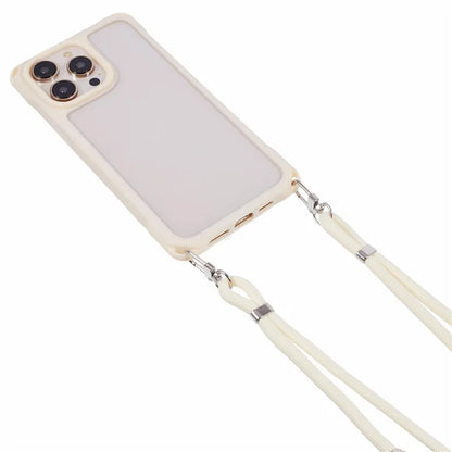 For iPhone 15 Pro Max Case PC+TPU Shockproof Phone Back Cover with Adjustable Strap