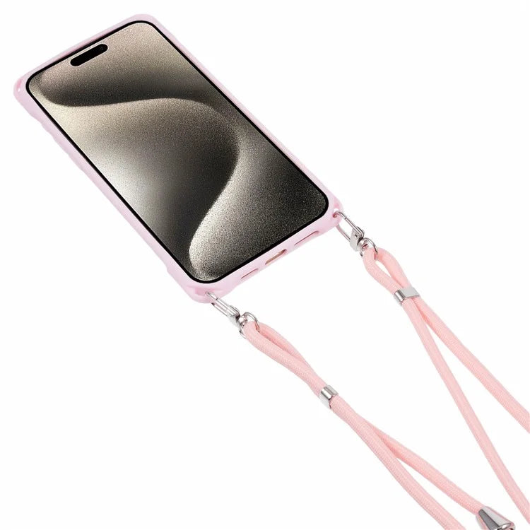 For iPhone 15 Pro Max Case PC+TPU Shockproof Phone Back Cover with Adjustable Strap