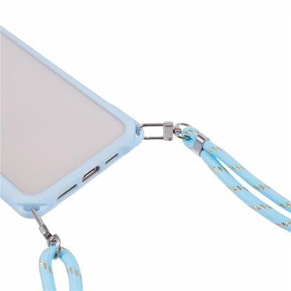 For iPhone 15 Pro Max Case PC+TPU Shockproof Phone Back Cover with Adjustable Strap