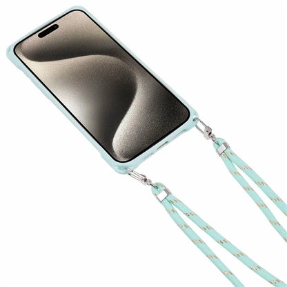For iPhone 15 Pro Max Case PC+TPU Shockproof Phone Back Cover with Adjustable Strap