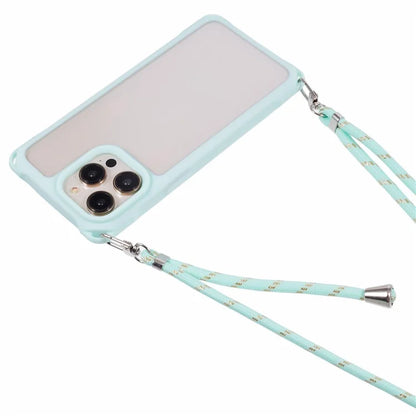 For iPhone 15 Pro Max Case PC+TPU Shockproof Phone Back Cover with Adjustable Strap