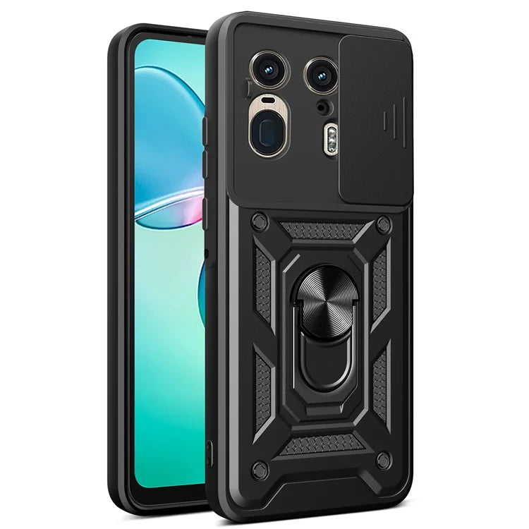 For Motorola Moto X50 Ultra 5G  /  Edge 50 Ultra 5G Case with Slide Camera Lid PC+TPU Kickstand Phone Cover