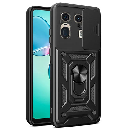 For Motorola Moto X50 Ultra 5G  /  Edge 50 Ultra 5G Case with Slide Camera Lid PC+TPU Kickstand Phone Cover
