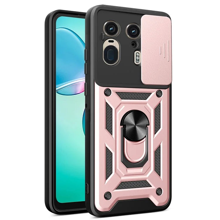 For Motorola Moto X50 Ultra 5G  /  Edge 50 Ultra 5G Case with Slide Camera Lid PC+TPU Kickstand Phone Cover