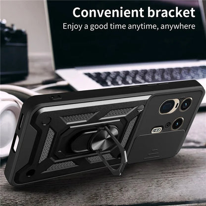For Motorola Moto X50 Ultra 5G  /  Edge 50 Ultra 5G Case with Slide Camera Lid PC+TPU Kickstand Phone Cover