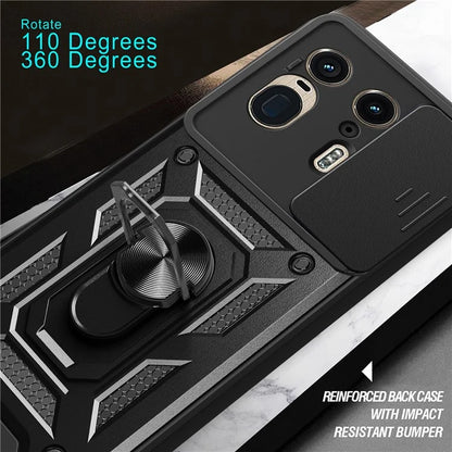 For Motorola Moto X50 Ultra 5G  /  Edge 50 Ultra 5G Case with Slide Camera Lid PC+TPU Kickstand Phone Cover