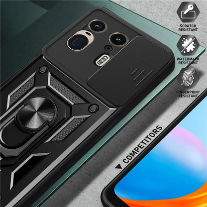 For Motorola Moto X50 Ultra 5G  /  Edge 50 Ultra 5G Case with Slide Camera Lid PC+TPU Kickstand Phone Cover