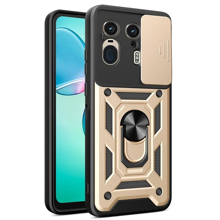 For Motorola Moto X50 Ultra 5G  /  Edge 50 Ultra 5G Case with Slide Camera Lid PC+TPU Kickstand Phone Cover