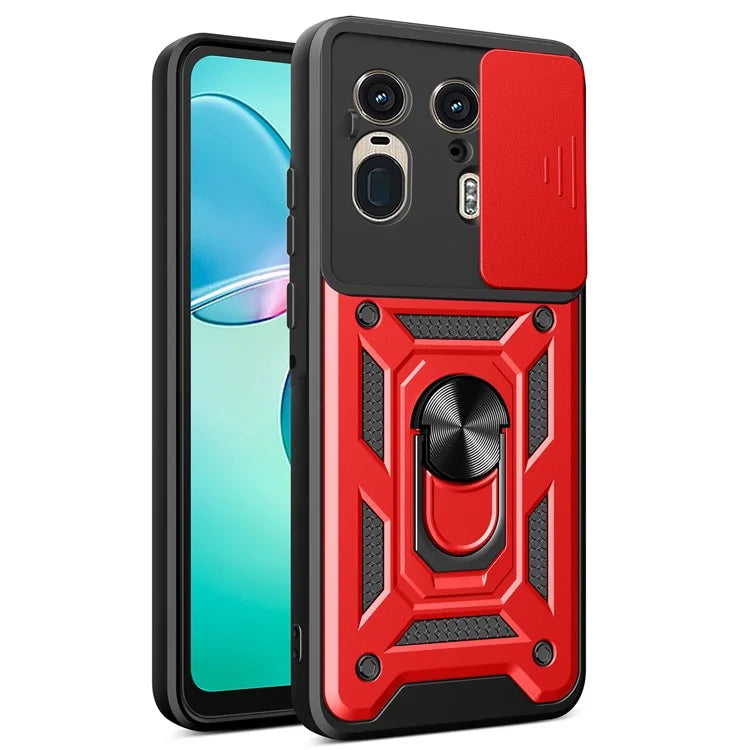 For Motorola Moto X50 Ultra 5G  /  Edge 50 Ultra 5G Case with Slide Camera Lid PC+TPU Kickstand Phone Cover