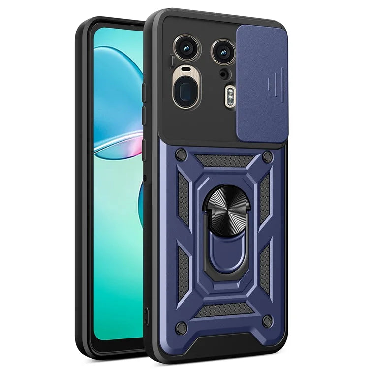 For Motorola Moto X50 Ultra 5G  /  Edge 50 Ultra 5G Case with Slide Camera Lid PC+TPU Kickstand Phone Cover