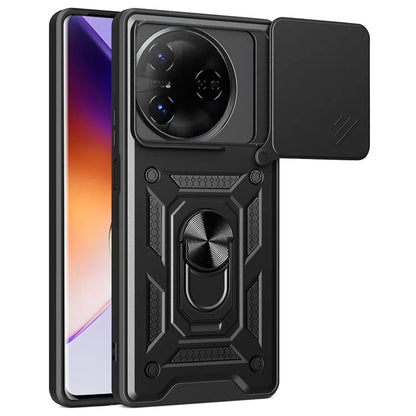 For itel S24 Case with Slide Camera Lid PC+TPU Kickstand Phone Cover