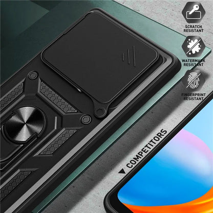 For itel S24 Case with Slide Camera Lid PC+TPU Kickstand Phone Cover
