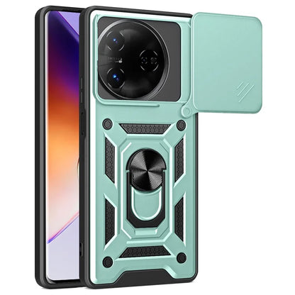 For itel S24 Case with Slide Camera Lid PC+TPU Kickstand Phone Cover
