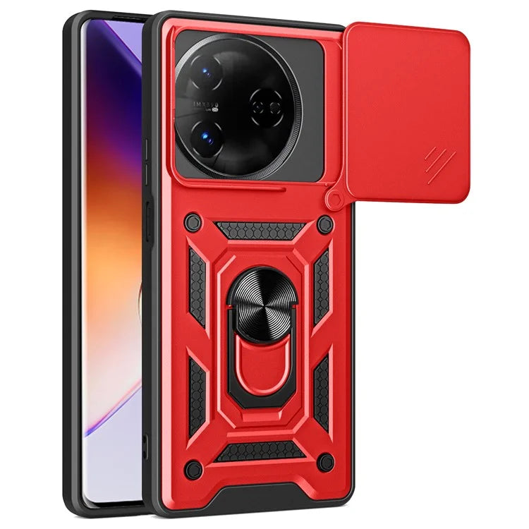 For itel S24 Case with Slide Camera Lid PC+TPU Kickstand Phone Cover