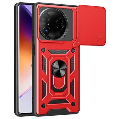 For itel S24 Case with Slide Camera Lid PC+TPU Kickstand Phone Cover
