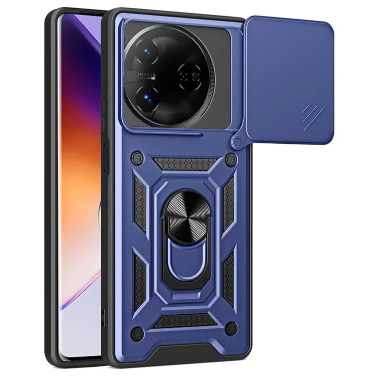 For itel S24 Case with Slide Camera Lid PC+TPU Kickstand Phone Cover