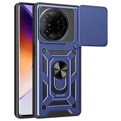 For itel S24 Case with Slide Camera Lid PC+TPU Kickstand Phone Cover